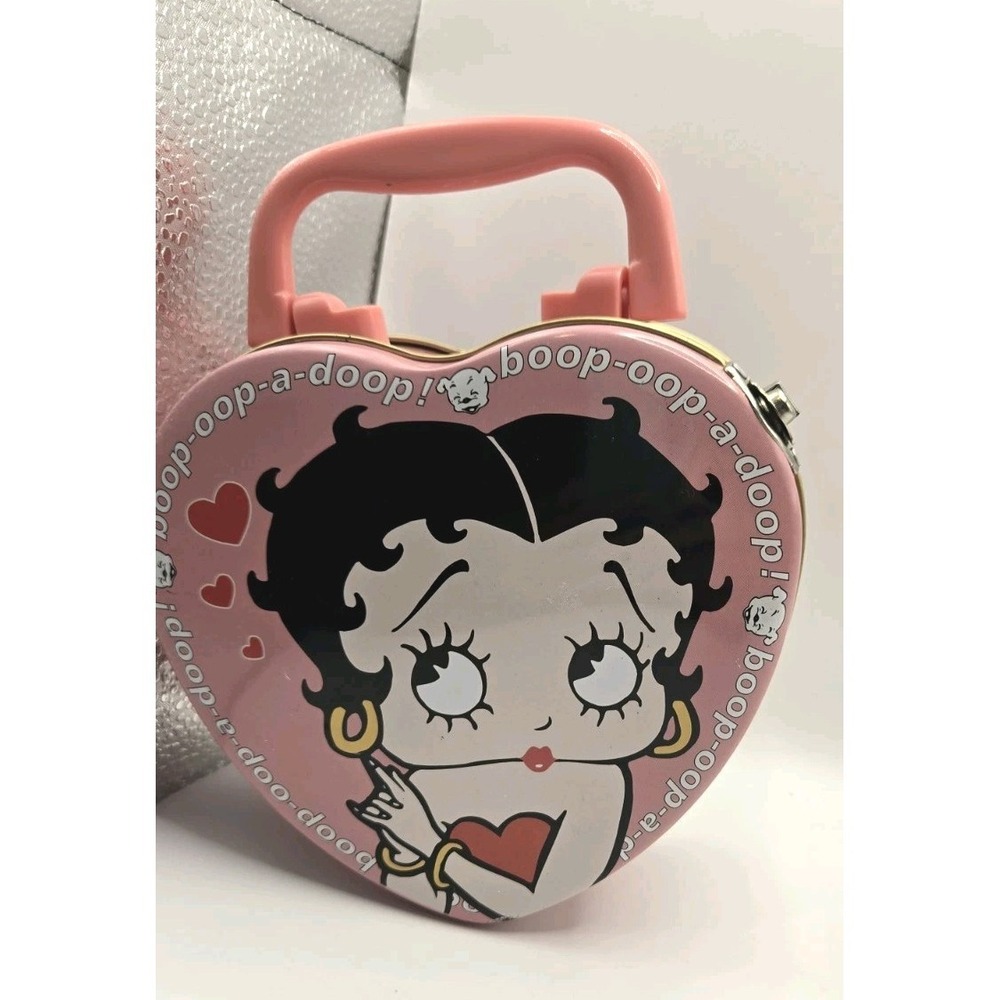 Betty‎ Boop Heart Shaped Tin Purse Handbag Pink 1999 Fleischer Studios Vintage